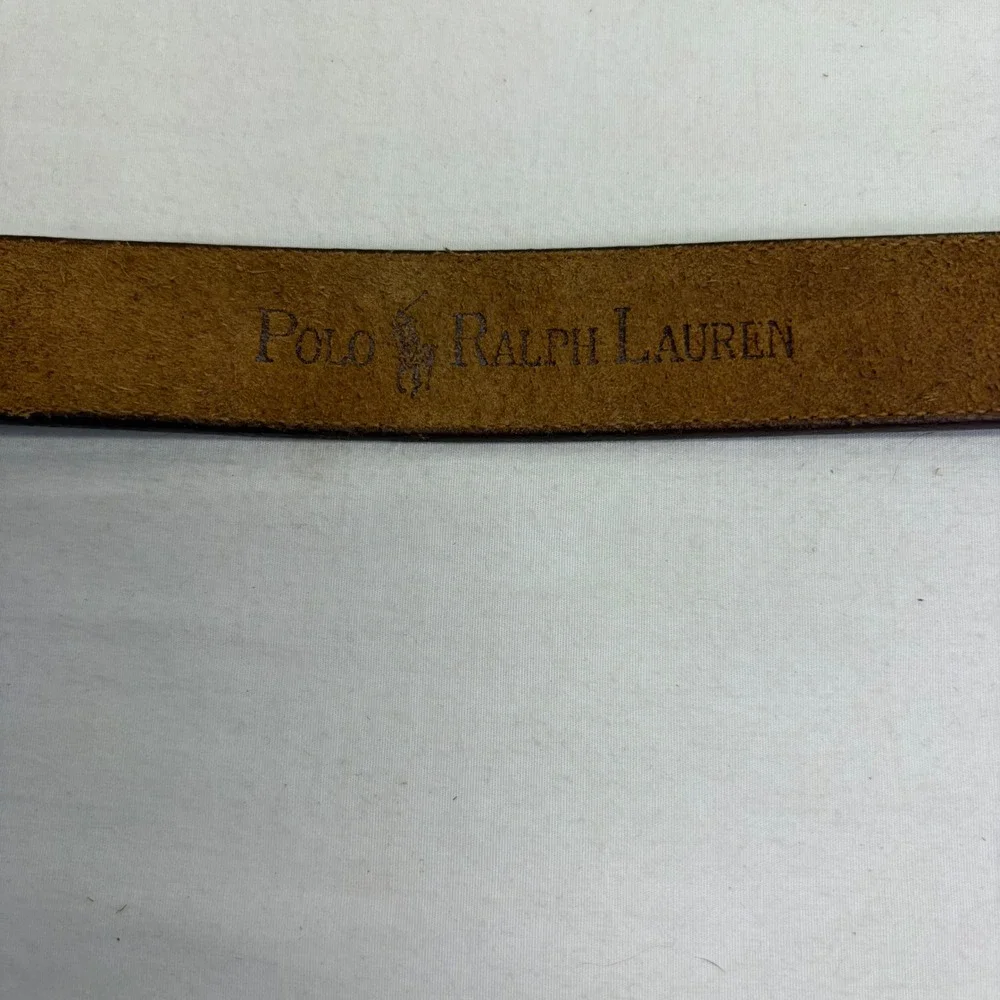 Polo Ralph Lauren Leather Belt Mens 34 Brown Vegetable Tanned Italian Saddle